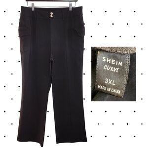 SHEIN Curve Black Wide-Leg Pull-On Flap-Pocket Pants (3X)